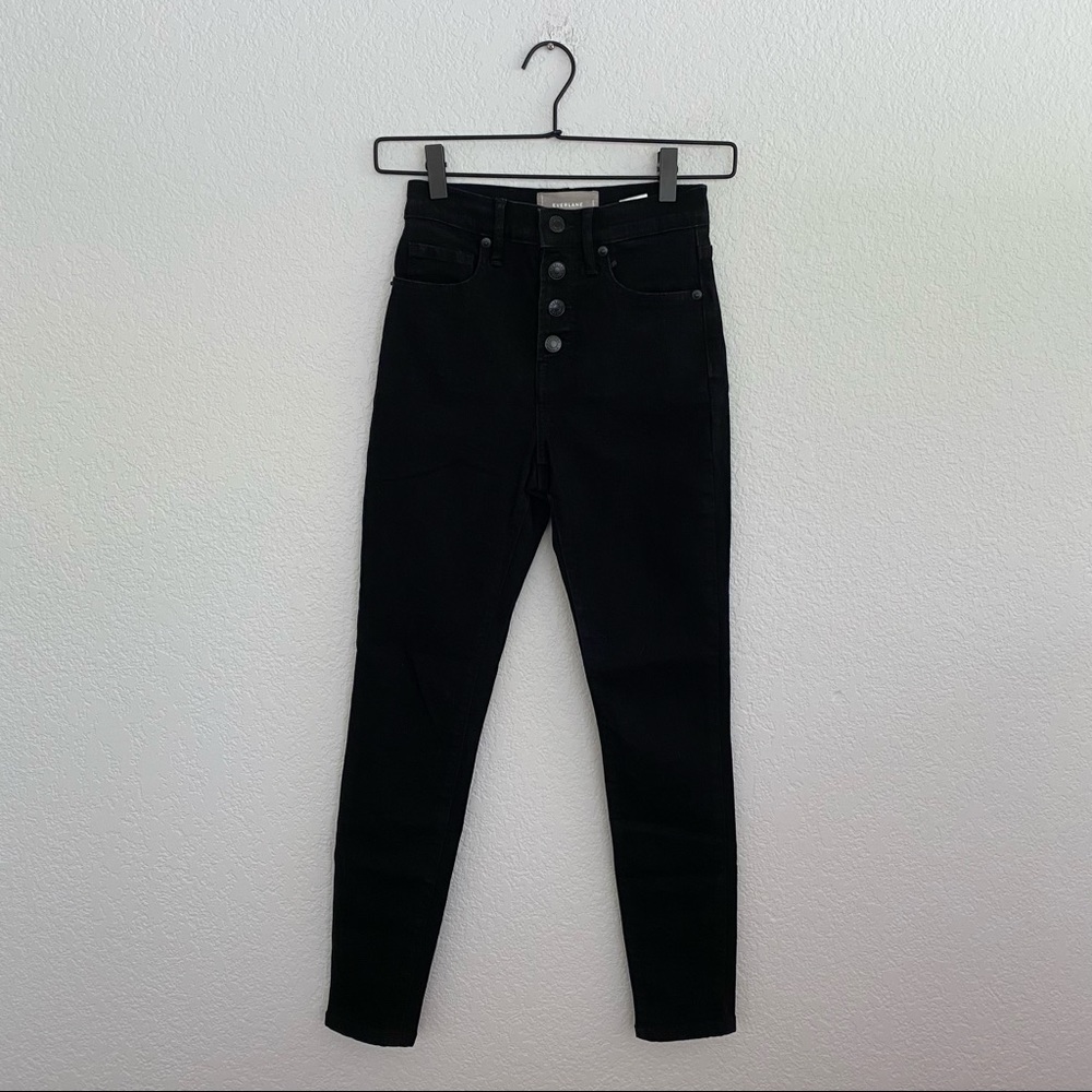 EVERLANE Women’s Size 24 Black “The High Rise Skinny” Button Fly Denim Jean
